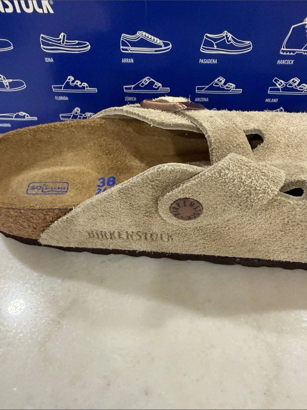 Birkenstock Boston Soft Footbed Suede Leather Taupe